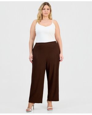Anne Klein Essentials Plus Size Pull-on Pants - Brown