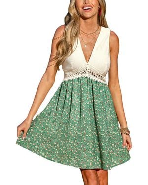 CUPSHE Plunging V-neck Sleeveless Woven Mini Dress - Green