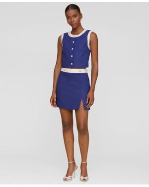 Avec Les Filles Sleeveless Button-front Top - Blue