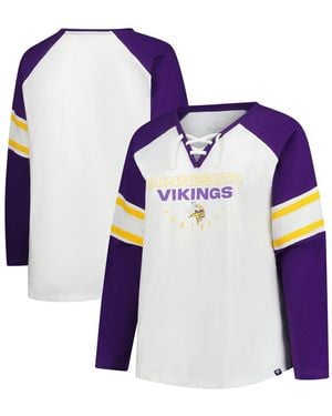 Fanatics White Minnesota Vikings Plus Size Redzone Lace Up Long Sleeve T-shirt - Blue