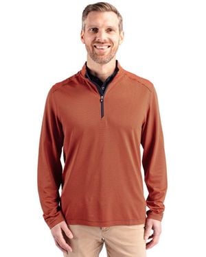 Cutter & Buck Cutter Buck Virtue Eco Pique Micro Stripe Recycled Quarter Zip Jacket - Red