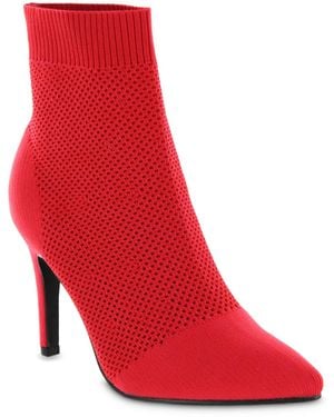MIA Mckinley Stiletto Knit Dress Booties - Red