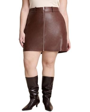 Eloquii Plus Size Faux Leather Mini Skirt - Brown
