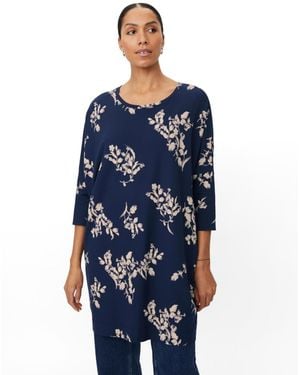 Masai Magabini Floral 3/4-sleeve Tunic Top - Blue