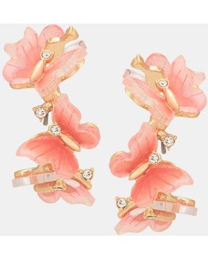 Lonna & Lilly Colored Butterfly Hoop Earrings - Pink