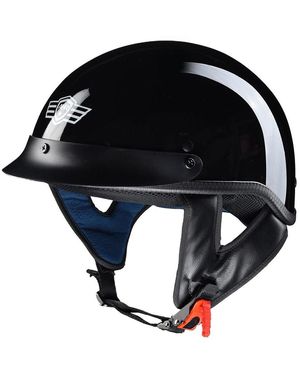 Ahr Run-c Motorcycle Half Face Helmet Dot Approved Bike Cruiser Chopper High Gloss M - Black