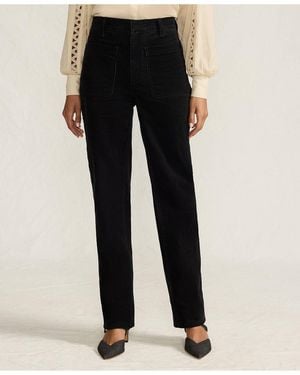 Lands' End Tall Corduroy High Rise Rail Straight Leg Pants - Black