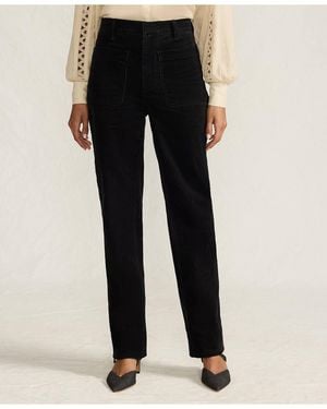 Lands' End Tall Corduroy High Rise Rail Straight Leg Pants - Black