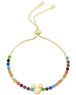 Disney Mickey Mouse Multi Color Crystal Bolo Bracelet - Metallic
