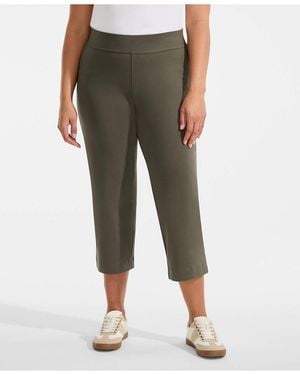Lands' End Plus Size Starfish Mid Rise Pull On Crop Pants - Green