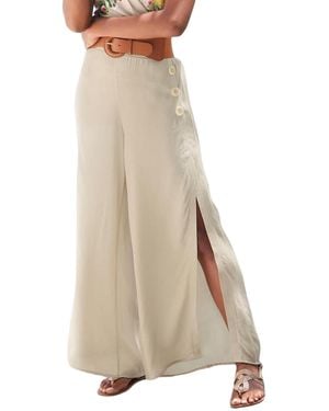 Lascana Side Slit Wide Leg Pants - Natural