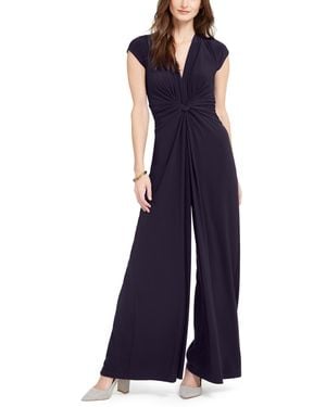 Vince Camuto Plunge Ruched Jumpsuit - Blue