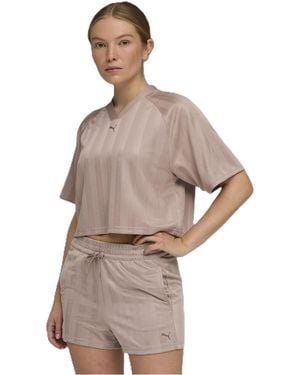 PUMA Relaxed Fit Jersey Top - Gray