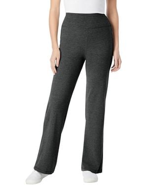 Woman Within Within Tall Stretch-cotton Knit Pull-on Wide-leg leggings - Black