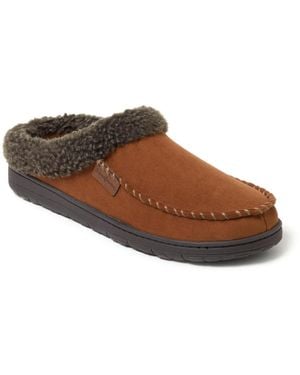 Dearfoams Microsuede Moccasin Toe House Shoe Clog Slipper - Brown