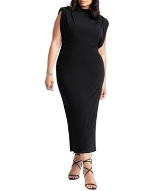 Eloquii Plus Size Funnel Neck Midi Dress - Black