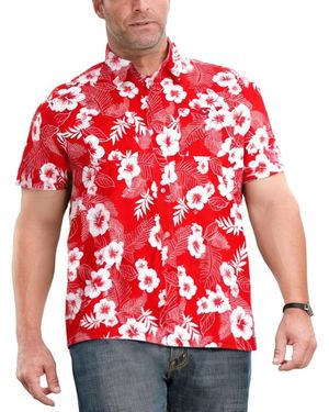 Kingsize Big & Tall Short-sleeve Linen Shirt - Red