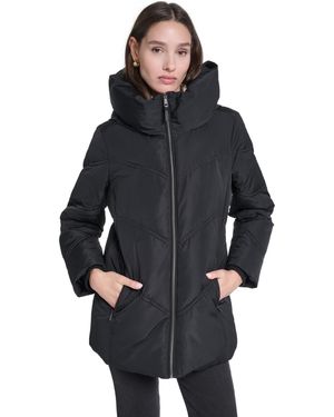 Cole Haan Chevron Quilted Down Puffer Jacket - Blue