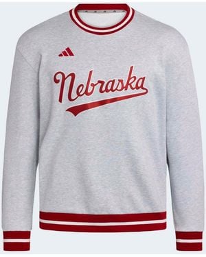 adidas Nebraska Huskers Dugout Collection Sweatshirt - Gray