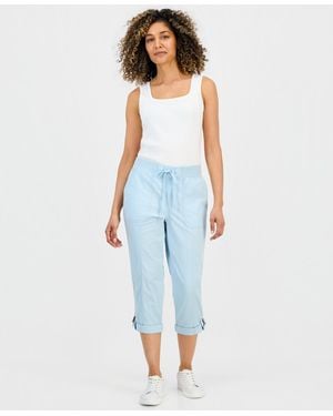 Style & Co. Petite D-ring Capri Pants - Blue