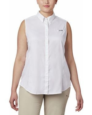 Columbia Plus Size Pfg Tamiami Button-front Sleeveless Top - White