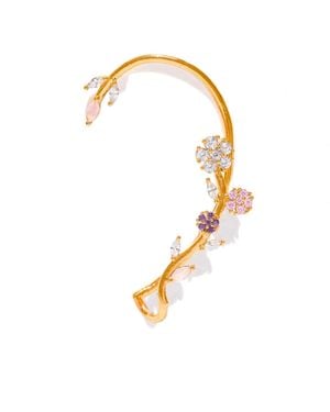 Girls Crew Crystal Plated Island Bloom Crawler Cuff Earrings - Metallic
