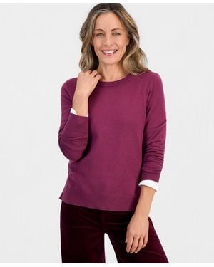Style & Co. Petite Crew-neck Sweater - Purple