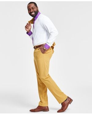 Tayion Collection Classic-fit Solid Suit Separate Pants - White