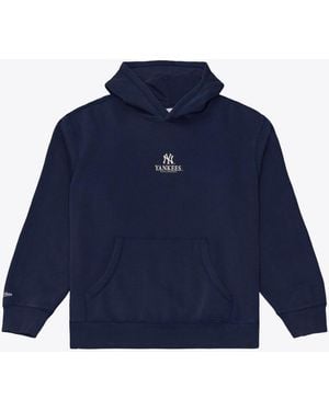 Mitchell & Ness Mitchell Ness New York Yankees Core Essentials Fleece Hoodie - Blue