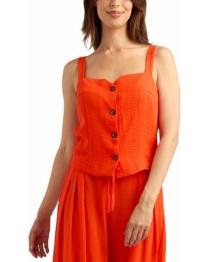 Bcx Gauze Square Neck Top - Red