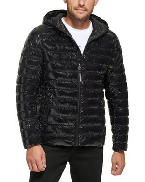 Calvin Klein Ultra Light Water Resistant Hooded Puffer Jacket - Black