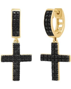 Macy's Black Diamond huggies Drop Earrings (1/3 Ct. T.w. - White