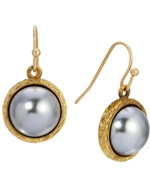 2028 Round Color Stone Wire Earrings - Metallic