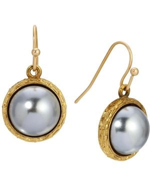 2028 Round Color Stone Wire Earrings - Metallic