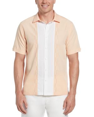 Cubavera Classic-fit Colorblocked Embroidered Button-down Shirt - White