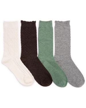 Muk Luks 4 Pair Pack Crew Wool Blend Socks - Multicolor