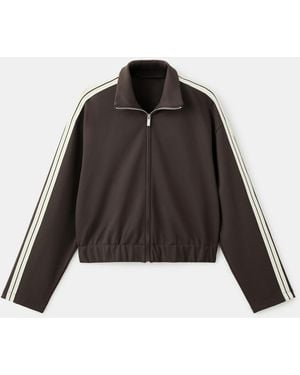 Mango Contrast Striped Sweatshirt - Black