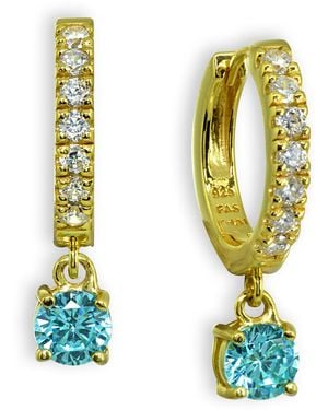 Giani Bernini Clear & Blue Cubic Zirconia Dangle Drop huggie Hoop Earring - Green