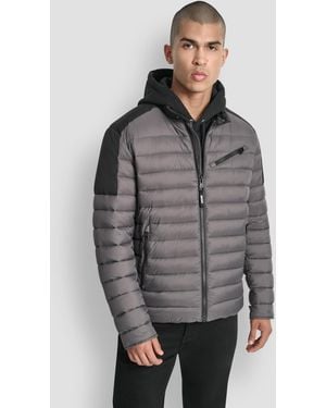 DKNY Moto Quilted Puffer Jacket - Gray