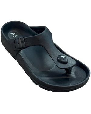 Andrew By Andrew Stevens S Comfort Slide Thong Buckle Eva Flat Sandal - Blue