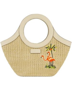 Tommy Bahama Flamingo Embroidery Tote - Metallic