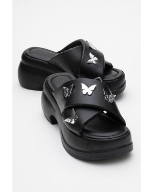 Prologue Shoes Force Butterfly-buckle Platform Sandal () - Black