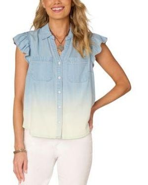 Democracy Flutter Sleeve Shirt Xs 3x - Blue