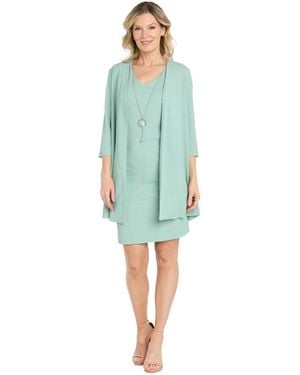 R & M Richards V-neck Jacket Dress - Blue