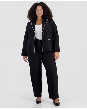 Le Suit Plus Size Peak-lapel Stretch Jacket And Pants - Black