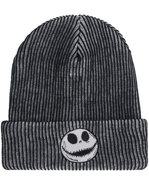 Nightmare Before Christmas D100 Nbc Glow In The Dark Jack Striped Beanie - Gray