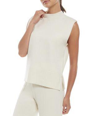 Three Dots Kate Mock Neck Sleeveless Knit Top - White