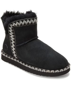 Dearfoams Fireside By Perth Genuine Shearling Fold Down Bootie - Black