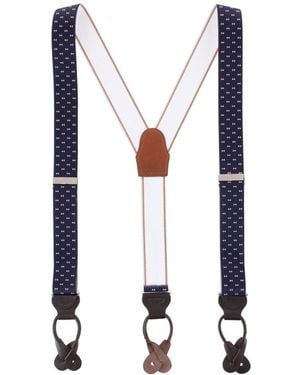 Trafalgar The Micro Bow Classic Elastic Button End Suspenders - White