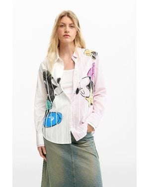 Desigual Mickey And Minnie Mouse Shirt, Cotton - White